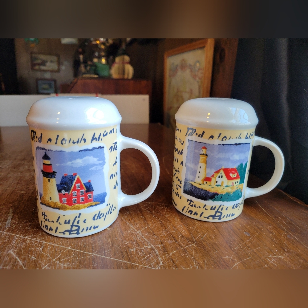 Thomson Pottery nautical "By The Sea" collection Salt & Pepper Shakers